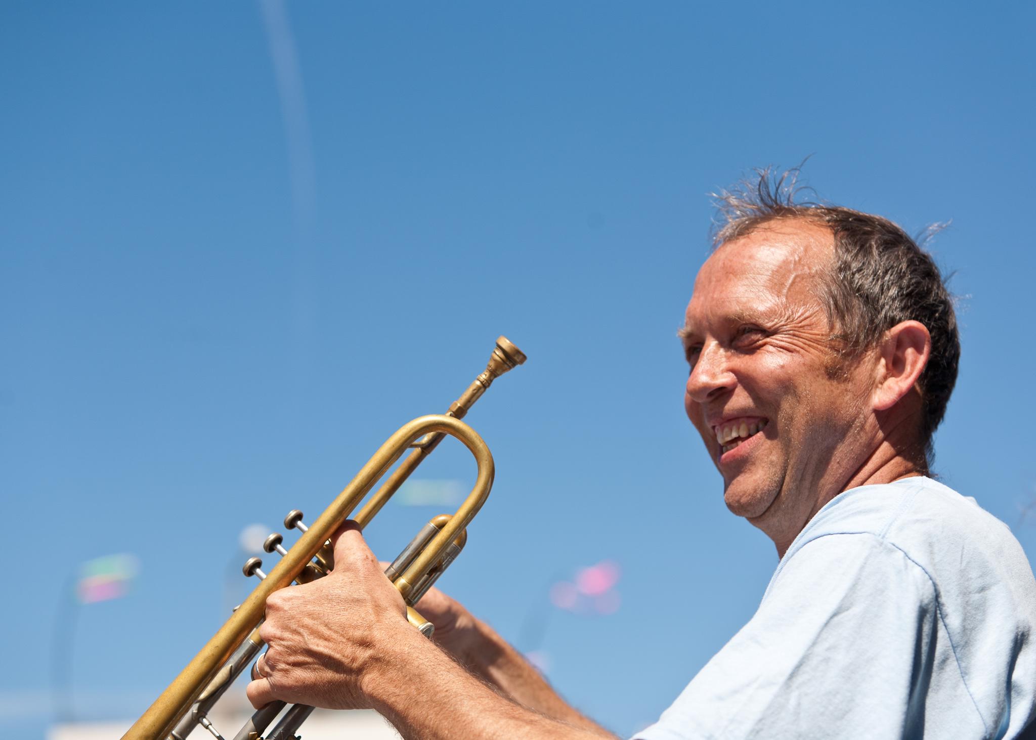 Peter Moser with his trumpet, co chair of the ISME CMA