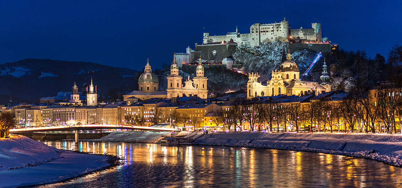 Salzburg castle by night