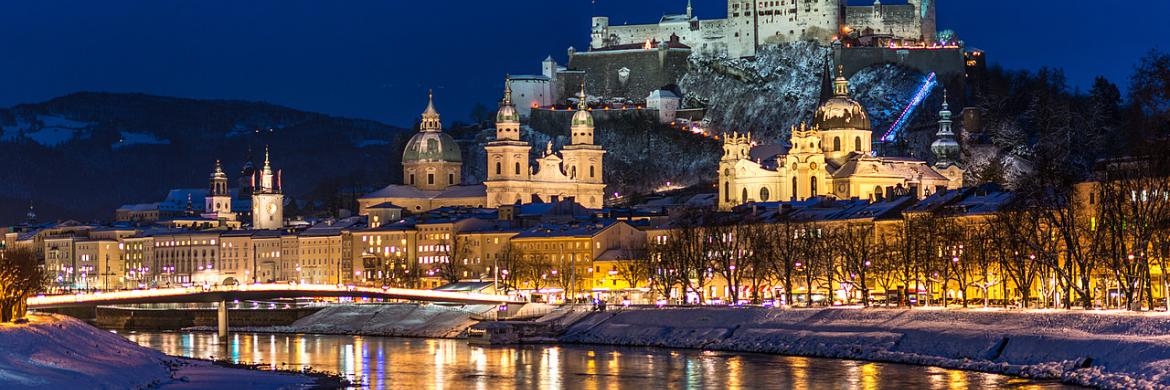 Salzburg castle by night