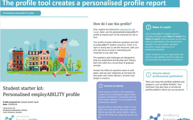 Extract from student personalised profile report